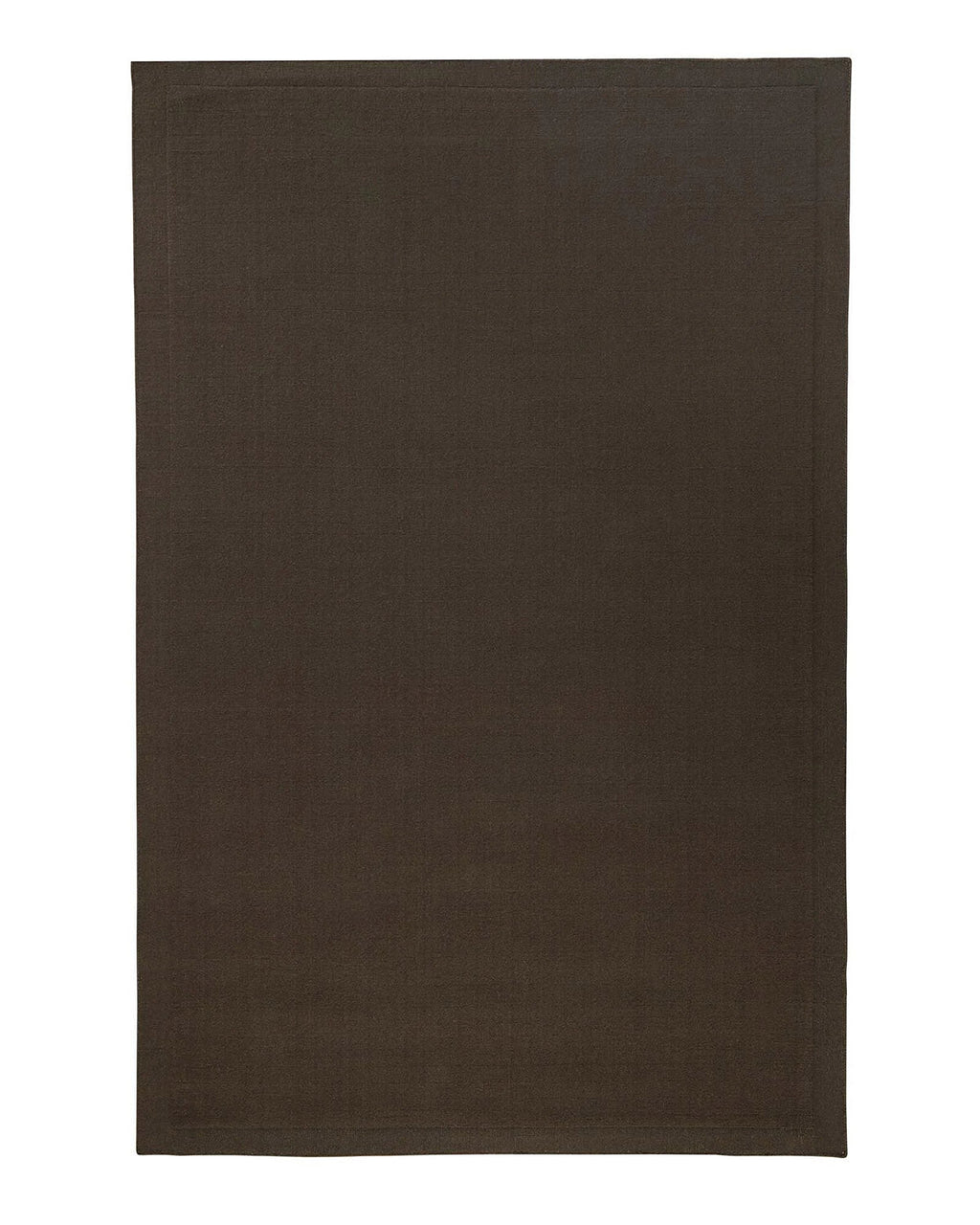 Full view from above of a Chocolate brown NZ wool floor rug with cut border, by Weave Home