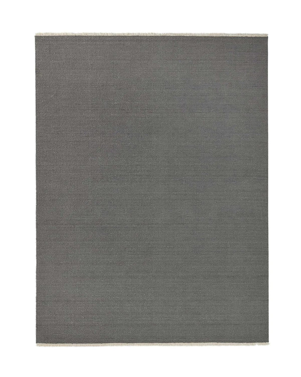 Textural gray rectangular rug on a white background