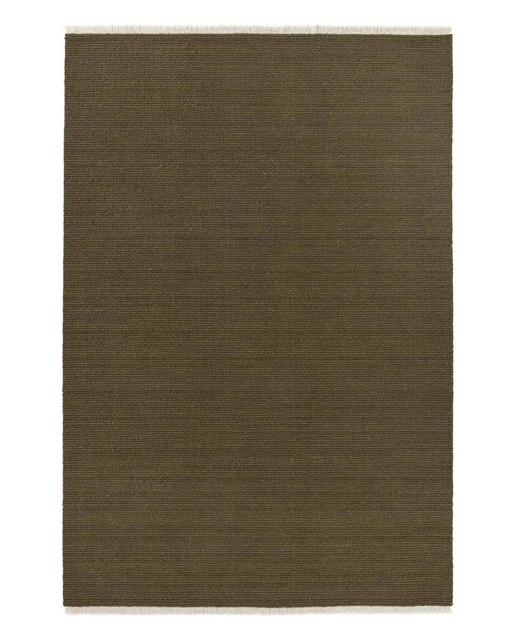 Dark green textural rectangular rug on a white background