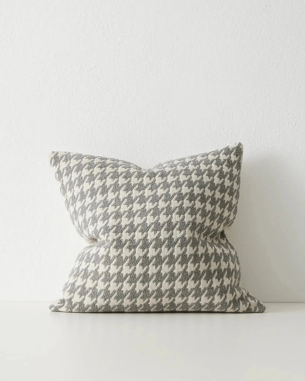 Giovanni Grey Houndstooth cushion in colour mist, by Weave Home nz