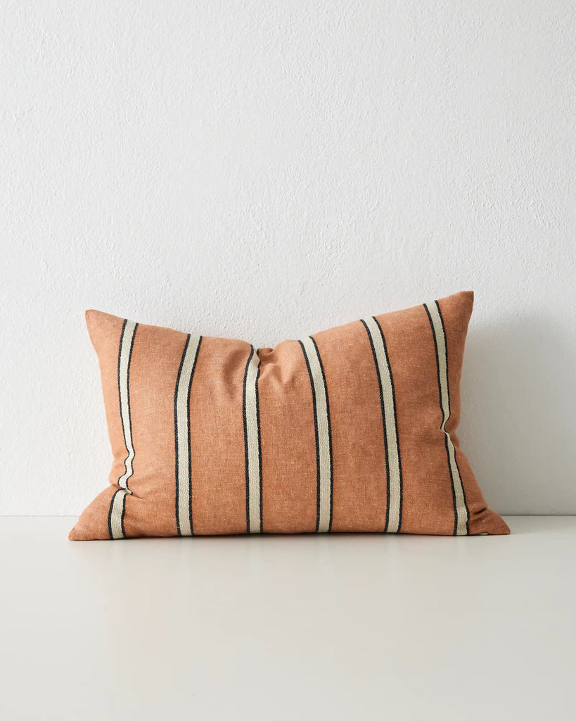 Vinnie lumbar striped cushion by Weave Home in colour terracotta