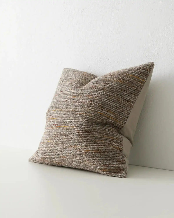 The Weave Home 'Vista Natural' cushion, a  versatile brown textural weave with a plain reverse