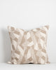 A woven abstract patterned cushion in soft beige and ivory colours, by Baya nz