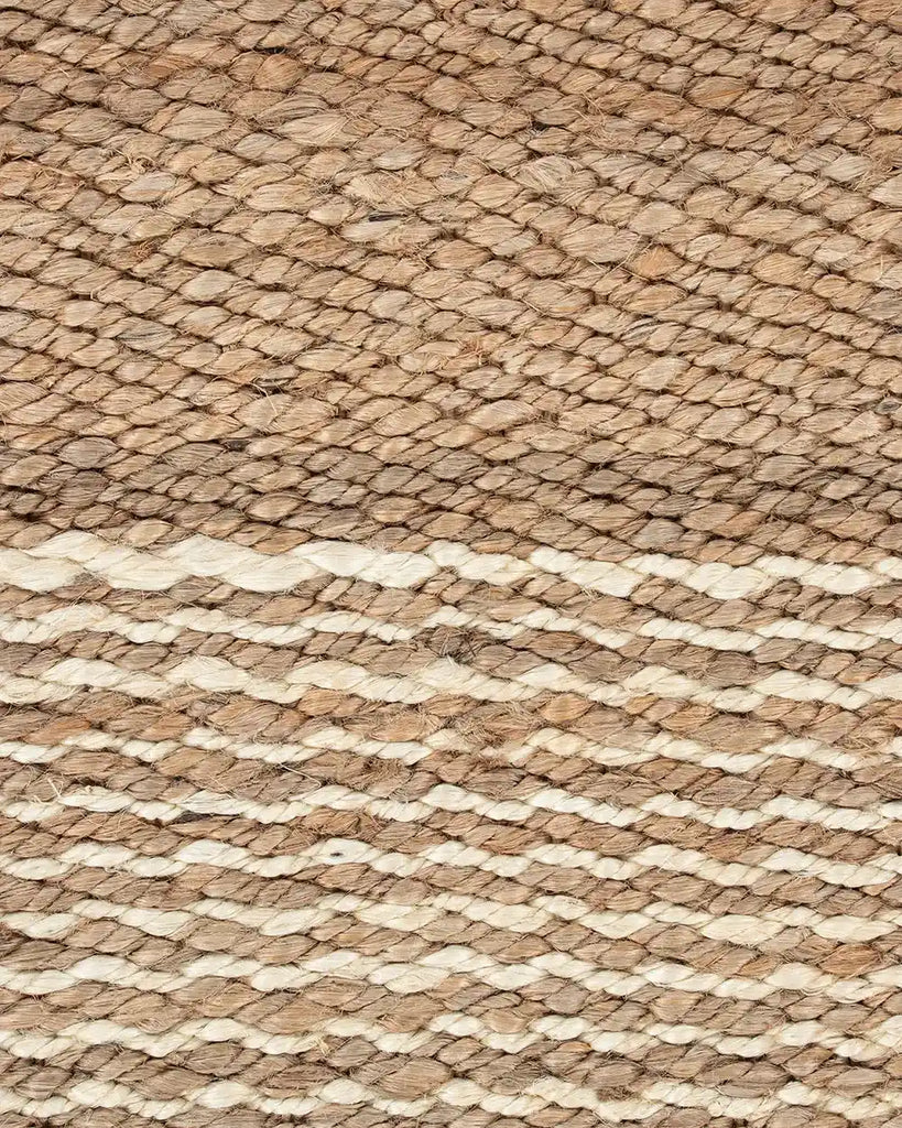 Close up of the stripe detail in the Baya Anglesea jute door mat