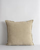Baya textural linen cushion with flange edge in pale brown 'doeskin'colour