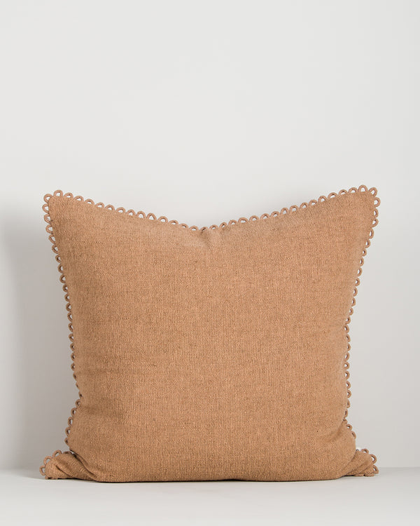 Baya Alden linen cotton blend cushion in Clay on a plain background