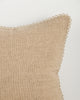 Baya Alden linen cotton blend cushion in Oat, close view of the loop-edge trim