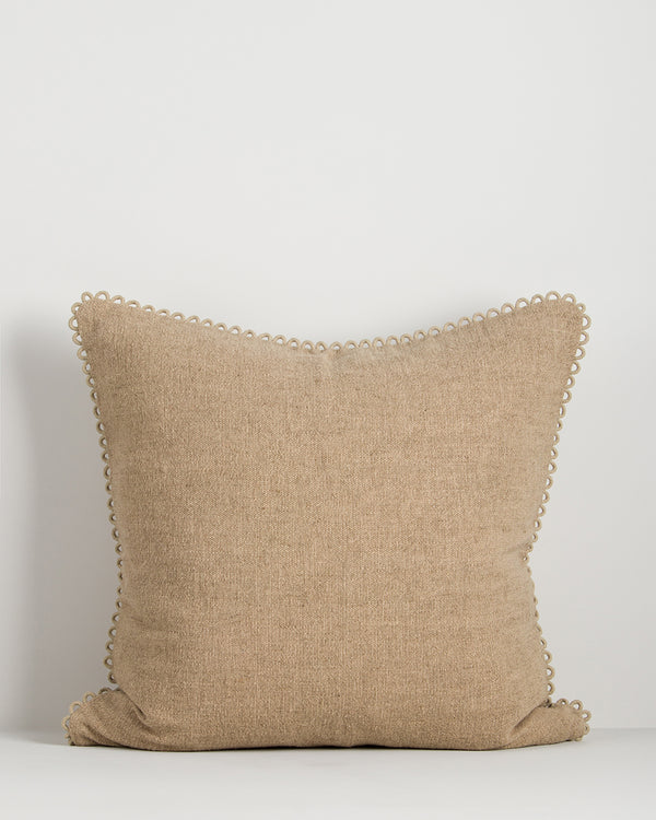 Baya Alden linen cotton blend cushion in Oat on a plain background