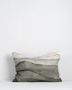 Lumbar style cushion by Baya featuring a watercolour landscape design in sage green