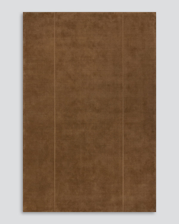 Baya Bastion NZ wool floor rug in Hazelnut, full flat view on a plain background, showing the two fine lengthwise lines.