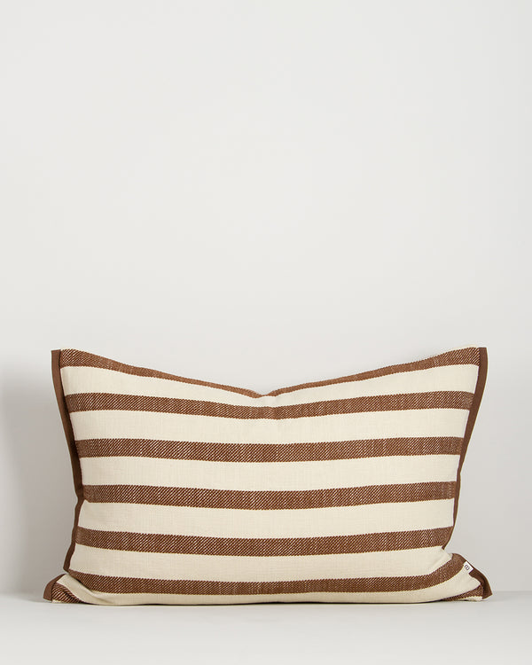 Baya Calden cotton lumbar cushion in Chestnut on a plain background