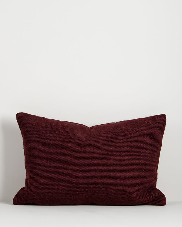 Baya Clipper recycled PET outdoor lumbar cushion in Claret, 40 x 60cm, shown on a plain background