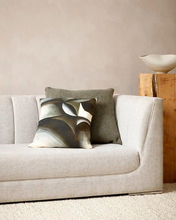 Baya green toned cushions on a couch in a contemporary nz home