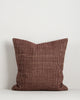 Baya Dune outdoor cushion in Claret, front view on a plain background, showing the handwoven bi-colour texture