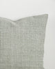 Close-up of the corner and weave texture on the Baya Dune outdoor cushion in Eucalyptus