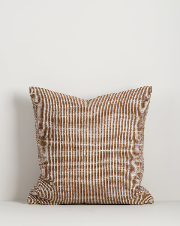Baya Dune recycled PET outdoor cushion in Tobacco, 50 x 50cm, front view