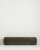 Baya Elliot cotton velvet bolster cushion in Thyme on a plain background