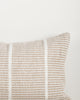 Close-up of the corner and weave texture on the Baya Shore outdoor lumbar cushion in Almond