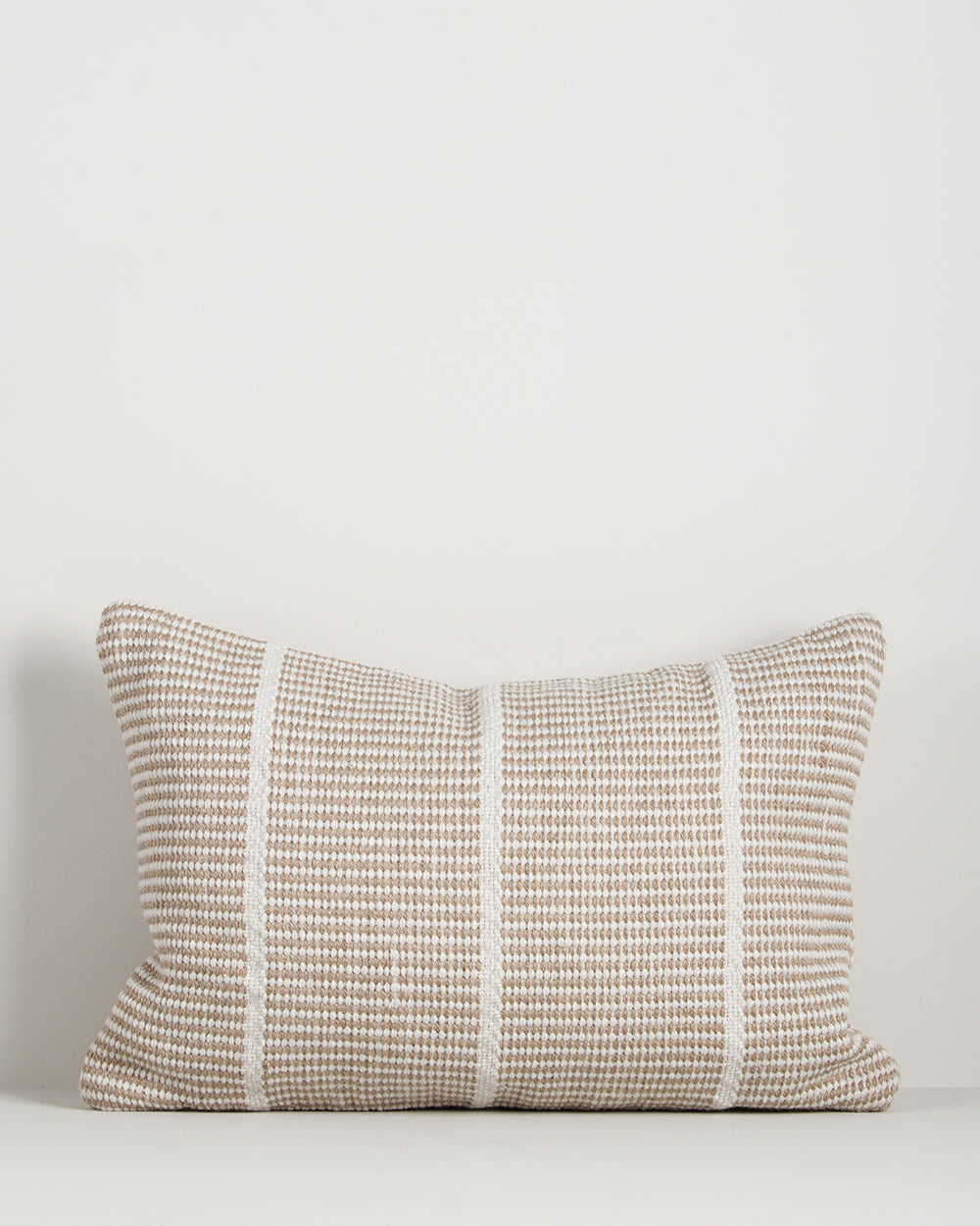 Baya Shore recycled PET outdoor lumbar cushion in Almond, full front view