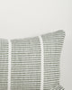 Close-up of the corner and weave texture on the Baya Shore outdoor lumbar cushion in Eucalyptus