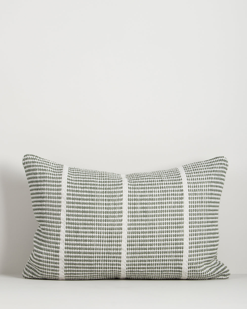 Baya Shore recycled PET outdoor lumbar cushion in Eucalyptus, full front view