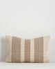 Baya Solar Outdoor Lumbar Cushion in Chocolate on a plain background, showing the brown and cream stripe weave.