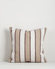 Baya Tidal Outdoor Cushion in Terracotta on a plain background, showing the camel stripe and deep red pinstripe weave.