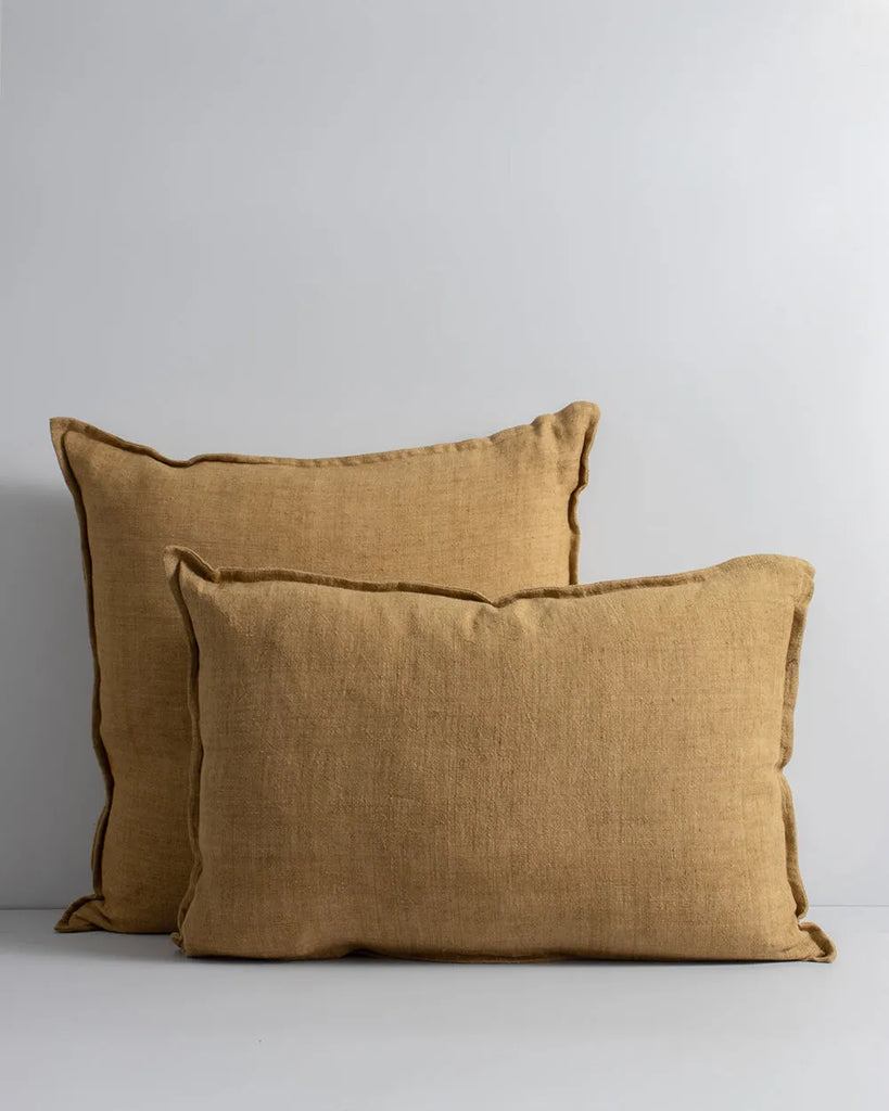 The Baya Cassia and Arcadia cushions in colour 'cumin' brown