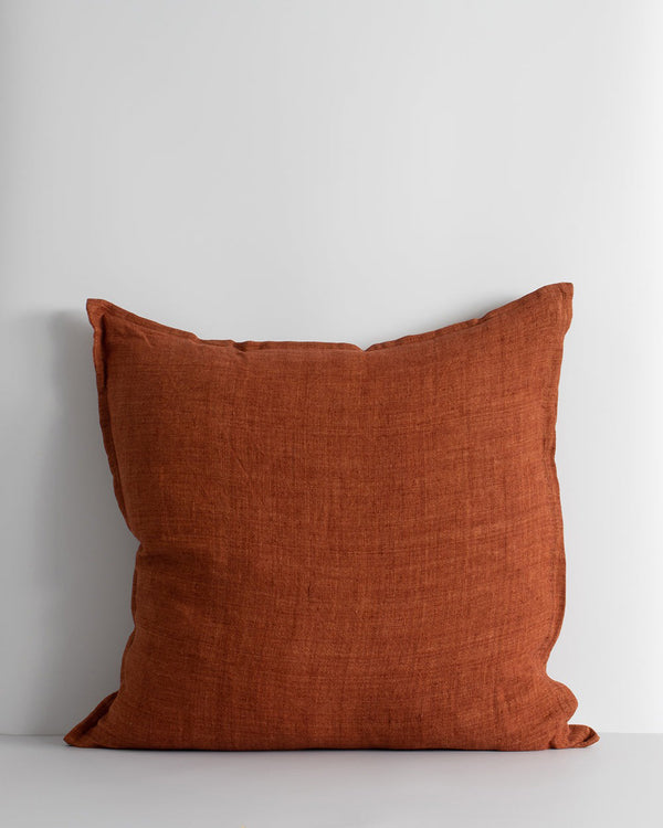 Baya pure linen cushion is colour "red Leather' - a beautiful, earthy brick red