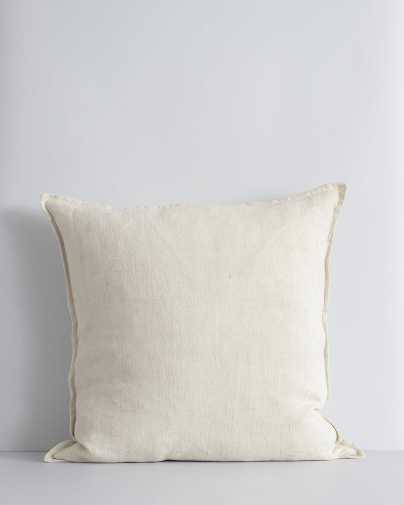 Cream linen cushion with flange detail by Baya, the Cassia colour 'Almond'