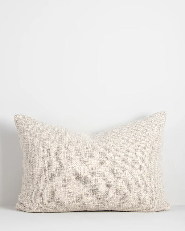 Baya 'Cyprian Oatmeal' rectangular lumbar cushion, featuring a cream textural weave