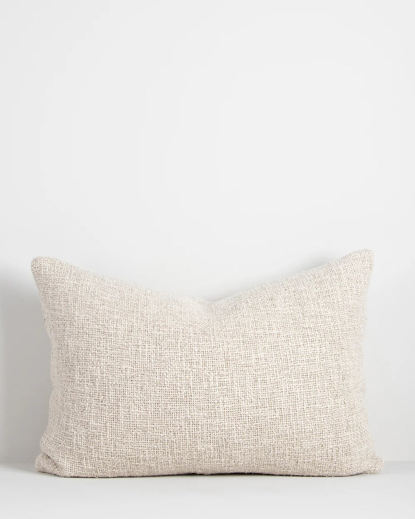 Baya 'Cyprian Oatmeal' rectangular lumbar cushion, featuring a cream textural weave