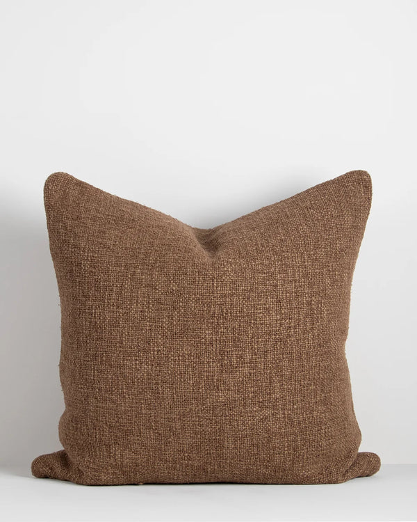 Baya brown textural cushion - the 'Cyprian Cocoa' Euro 60 x 60cm