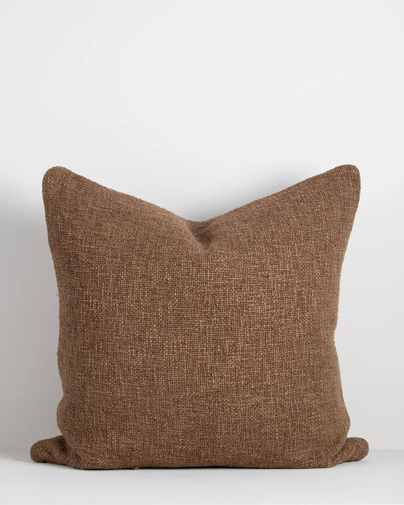 Baya brown textural cushion - the 'Cyprian Cocoa' Euro 60 x 60cm