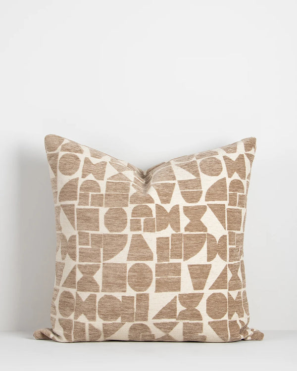 Baya geometric cushion 'Miller' in a mushroom brown pattern on cream base