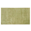 Full view of a soft green handloomed woolen rug by Soren Liv. The edges are fringed with wool in a creamy ivory. 