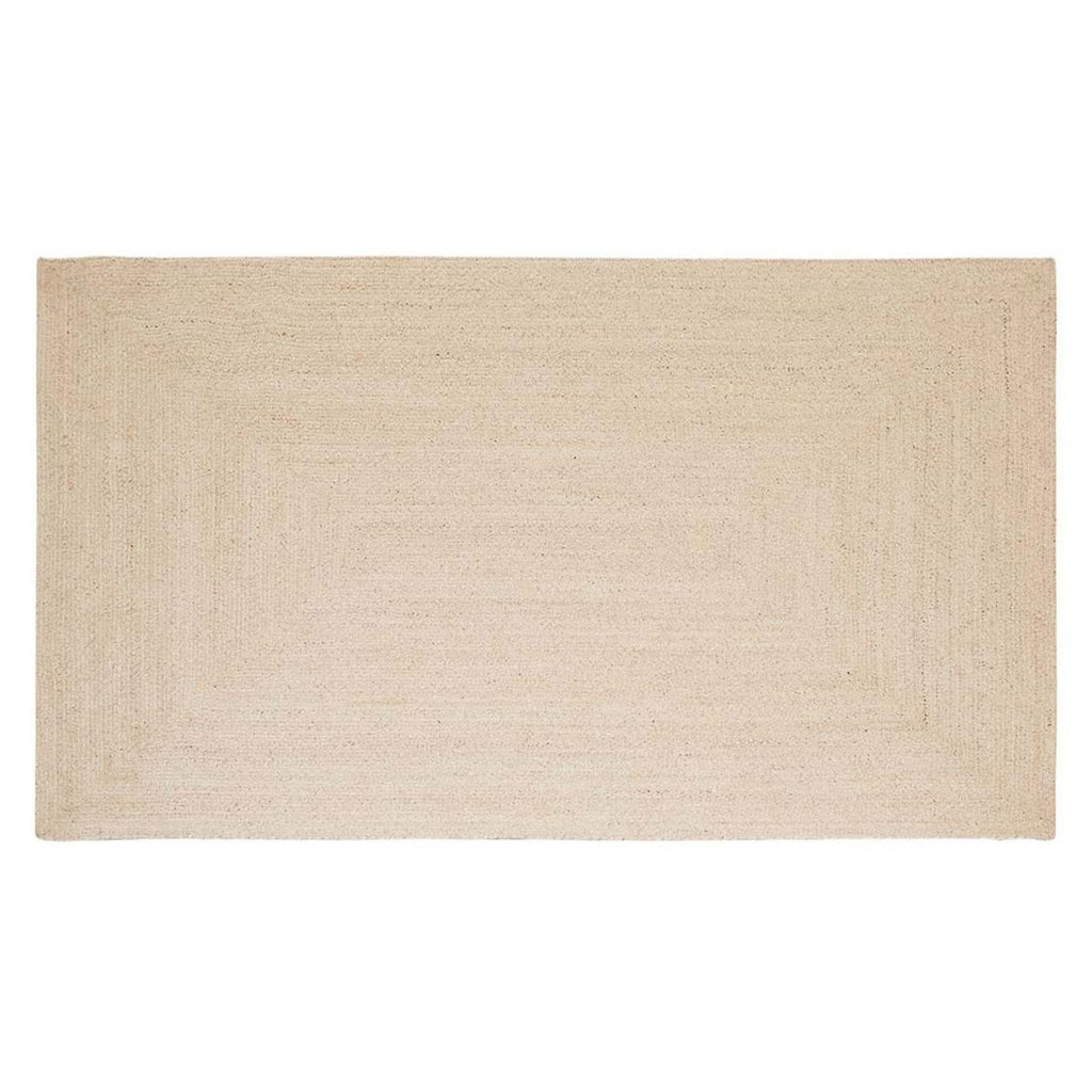 Full view of a braided rug by Globe West and Soren Liv NZ in natural beige tones, perfect for outdoors or transition spaces. 