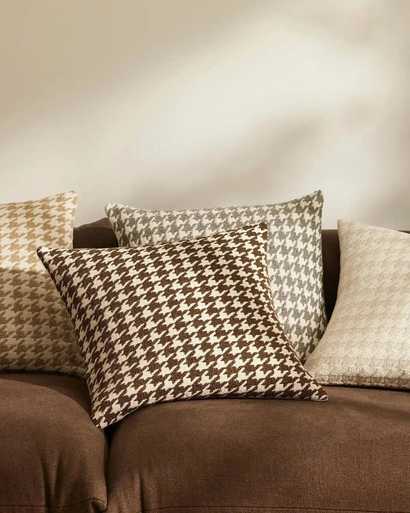 Houndstooth cushions in a soft boucle, by Weave Home nz