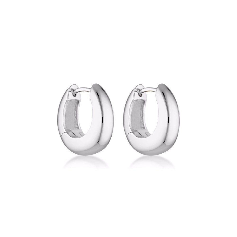 A pair of sterling silver chunky huggie hoop earrings. 