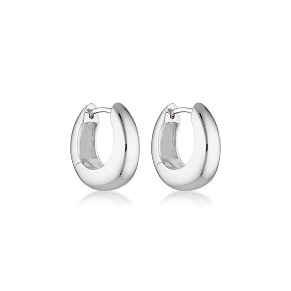 A pair of sterling silver chunky huggie hoop earrings. 
