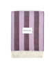 Maison Deux Candy Wrap wool throw in Lilac Aubergine, folded flat showing the full striped pattern.
