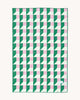 Maison Deux Cubics wool throw in Grass Pink, spread flat to show the full green, pink and cream cube pattern