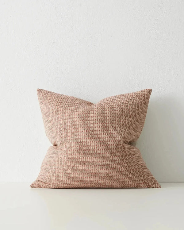Blush pink textural cushion by Weave Home nz in size square 50 x 50cm