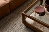 Olive green wool and jute floor rug, in stylish living room