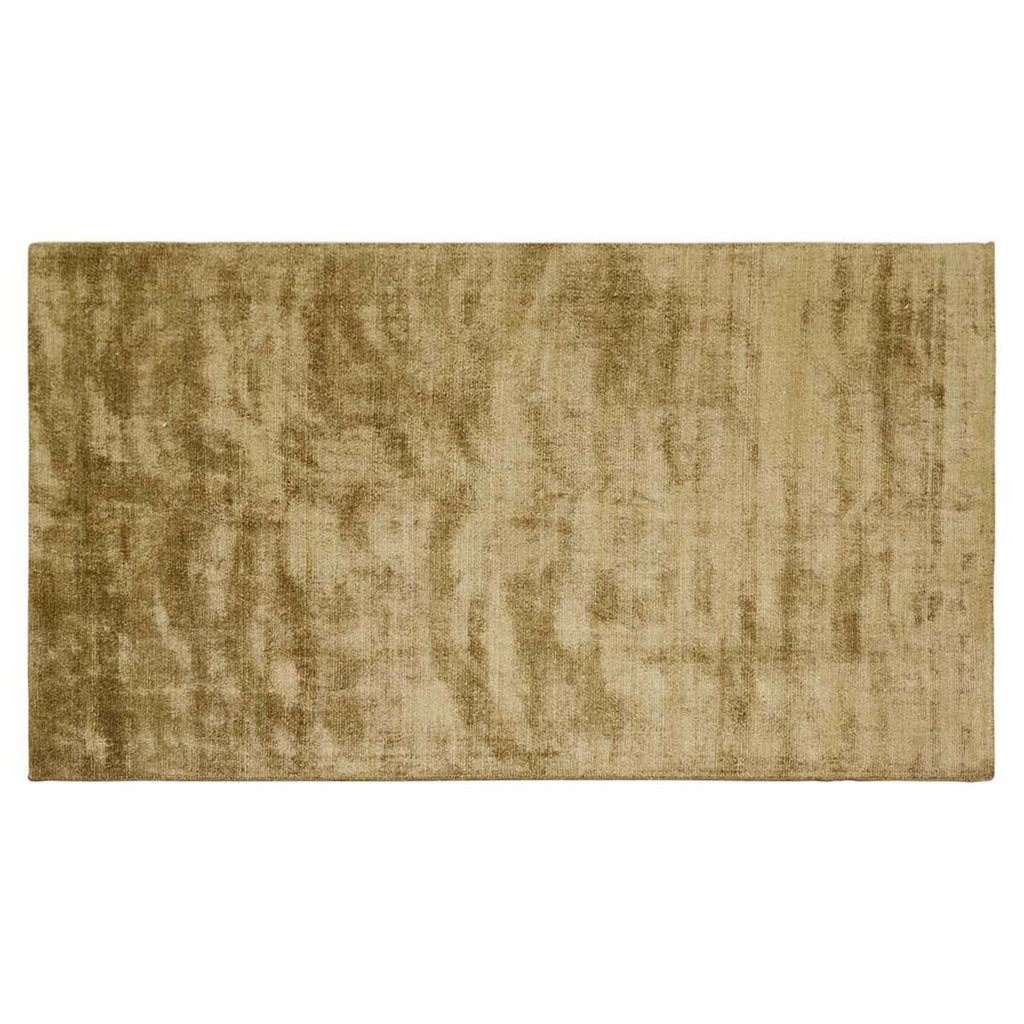Full view from above of a soft, wool blend rug in shades of muted olive green by Soren Liv NZ and Globe West.