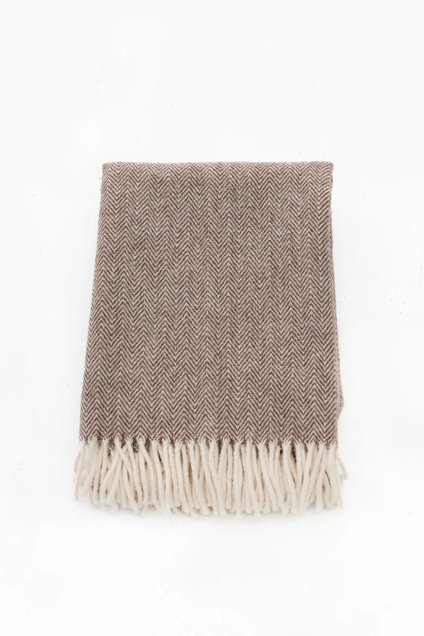 Palliser Ridge Herringbone throw in Chocolate folded flat, showing the herringbone weave