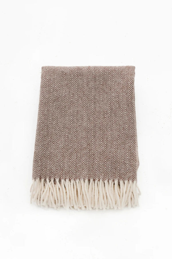 Palliser Ridge Herringbone throw in Chocolate folded flat, showing the herringbone weave