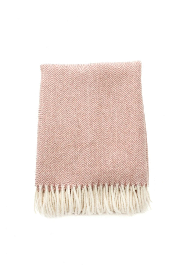 Palliser Ridge Herringbone throw in Blush folded flat, showing the herringbone weave