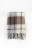 Palliser Ridge Twill Check lambswool throw in Chocolate, folded flat to show the check pattern in detail