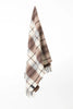 Palliser Ridge Twill Check lambswool throw in Chocolate, hanging to show the full check pattern